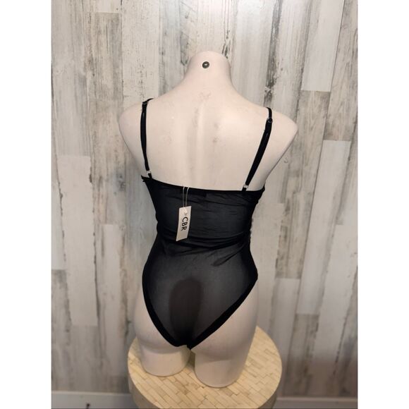 CBR Black Lace Mesh Bodysuit | Sheer Floral One Piece Lingerie – Size Medium - Picture 6 of 7